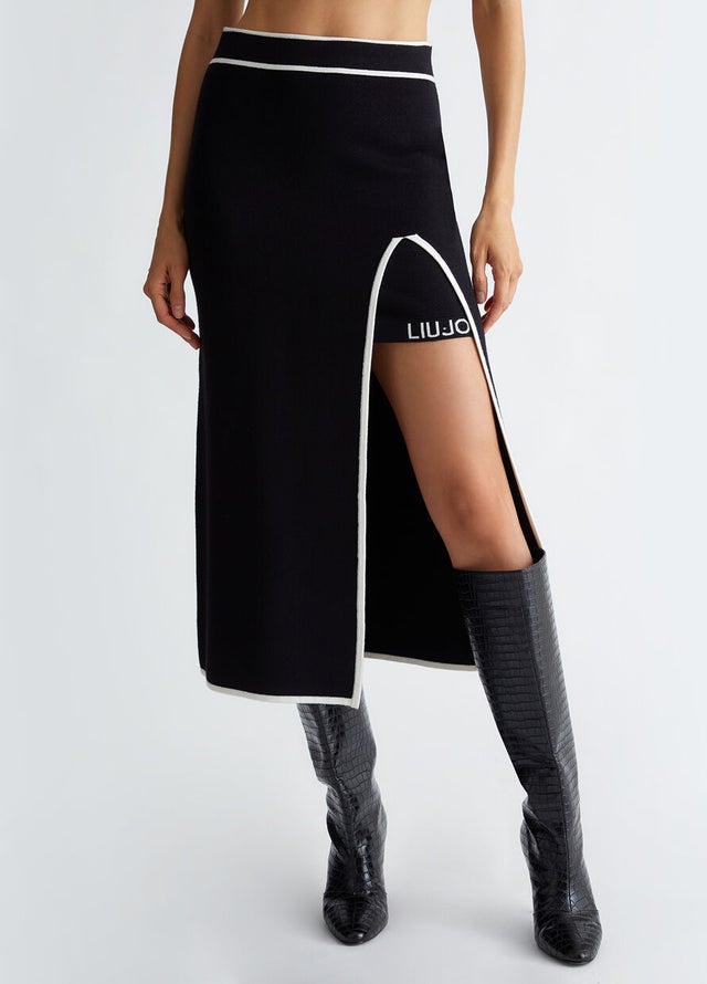 ◆GLOWNY◆ ANGEL PALM MIDI SKIRT 2 Colors GY25HSSK002 ANGEL PALM MIDI SKIRT (WHITE) - GLOWNY