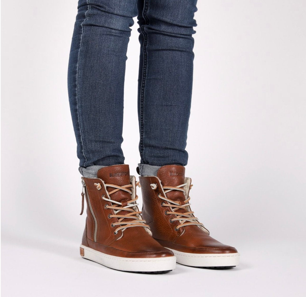 Blackstone Shearling Lined Sneaker Boots Cognac