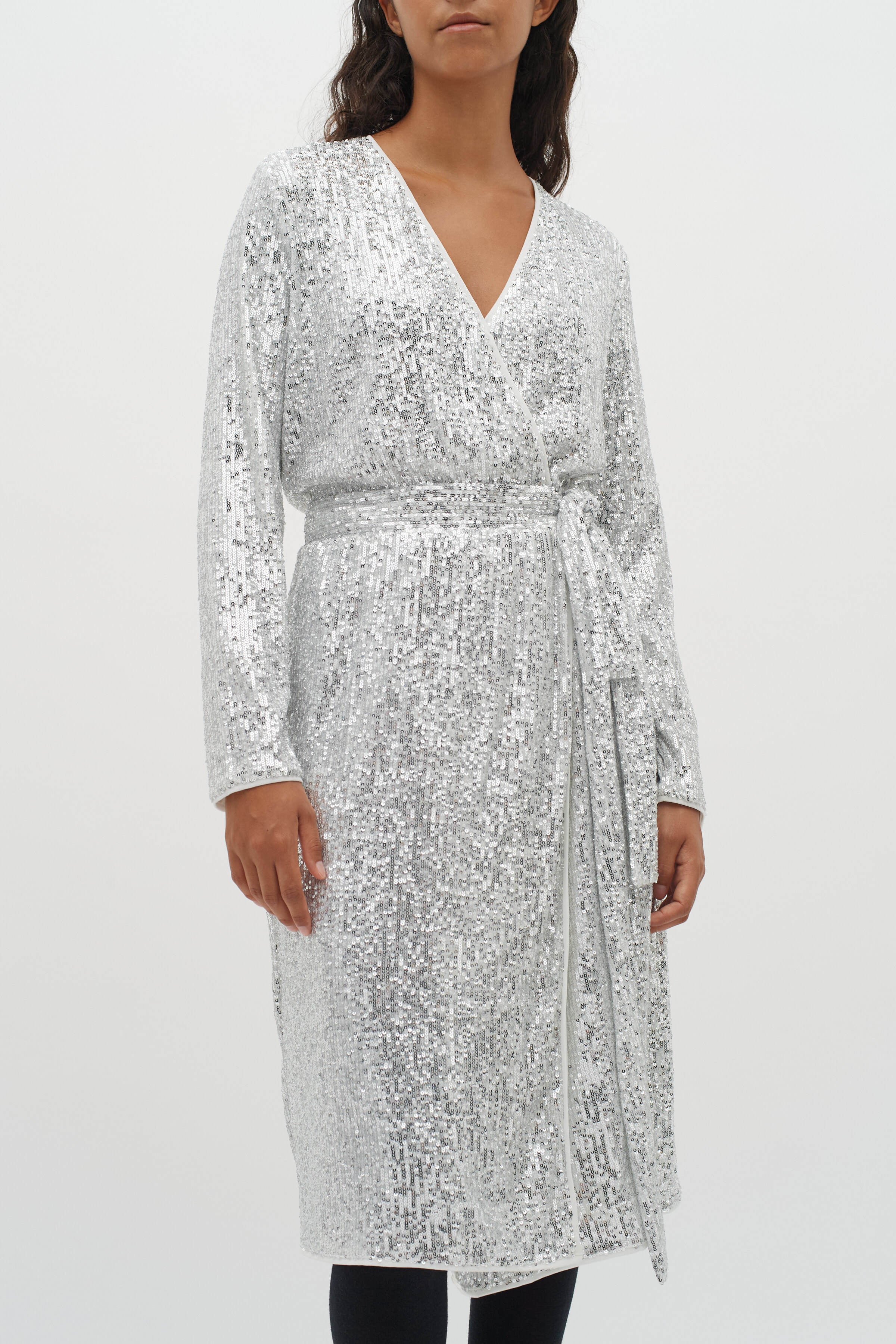 Sequin wrap clearance dress