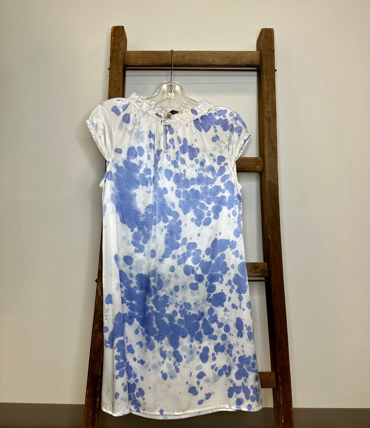 Blue and white tie dye dress top