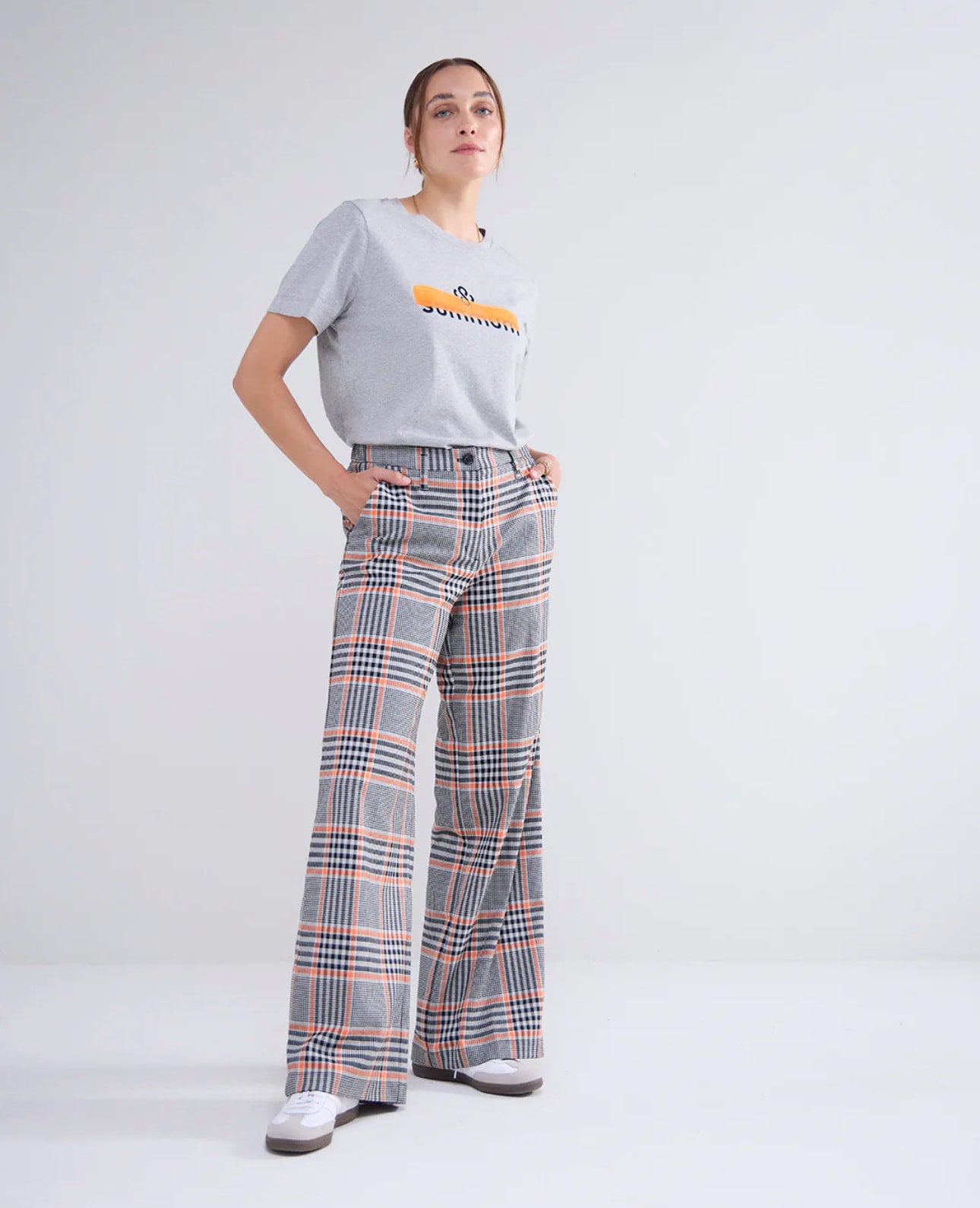Summum Orange Check Trouser What To Wear Sudbury